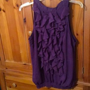 NWOT Massimo sleeveless blouse violet w/ ruffles L
